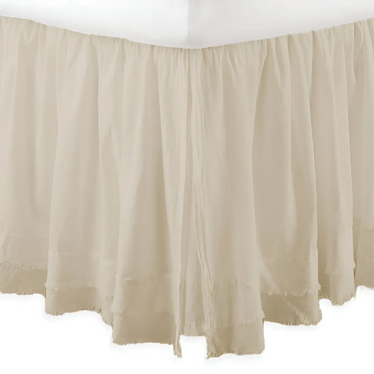 400TC Sateen Solid Cotton Fringe Ruffle Bed Skirt