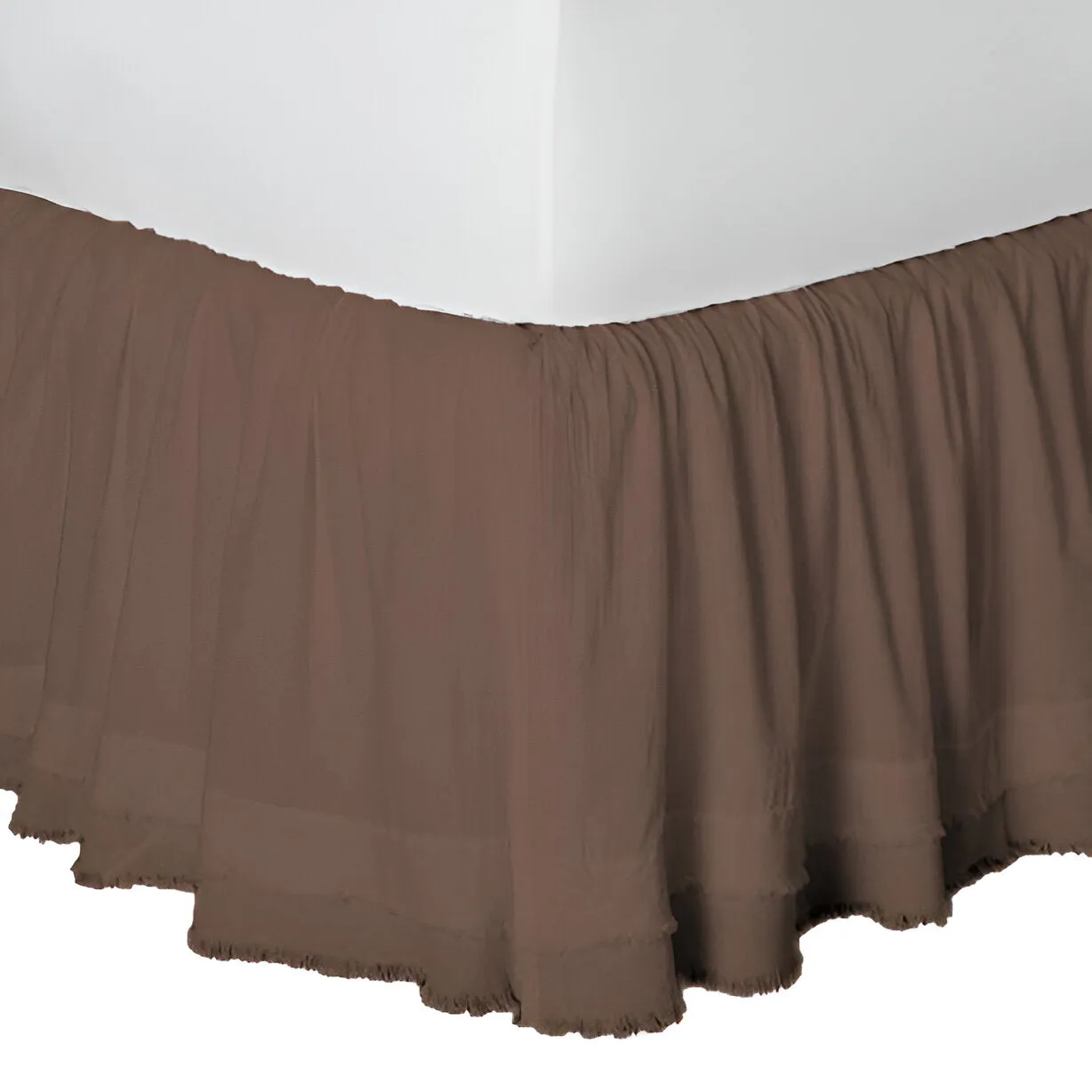 400TC Sateen Solid Cotton Fringe Ruffle Bed Skirt