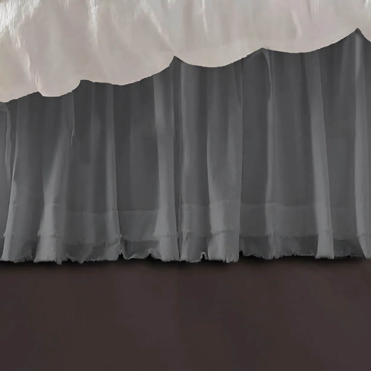400TC Sateen Solid Cotton Fringe Ruffle Bed Skirt
