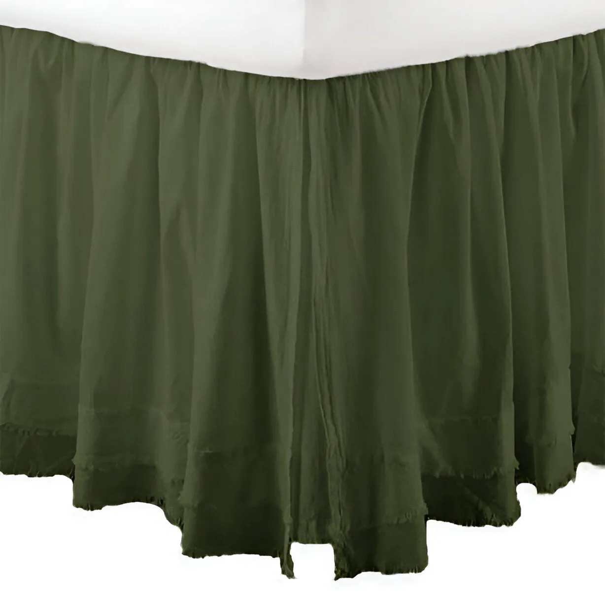 400TC Sateen Solid Cotton Fringe Ruffle Bed Skirt
