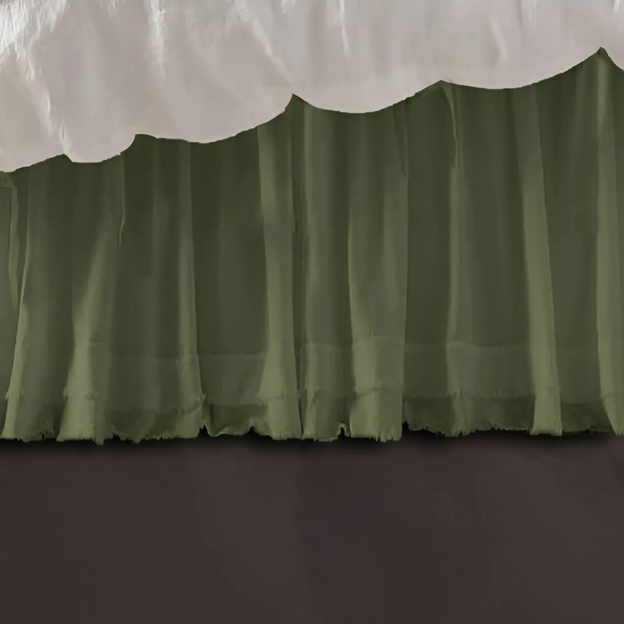 400TC Sateen Solid Cotton Fringe Ruffle Bed Skirt