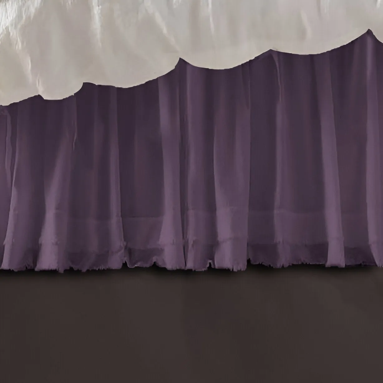 400TC Sateen Solid Cotton Fringe Ruffle Bed Skirt