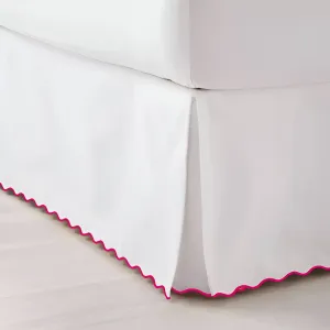 400TC Sateen Solid Cotton Scallop Embroidery Tailored Bed Skirt