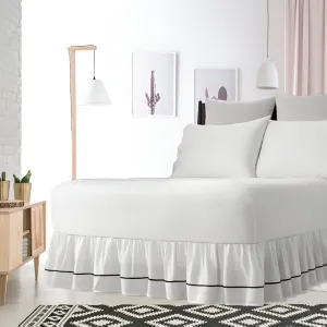400TC Sateen Solid Cotton Single Embroidered Gathered Bed Skirt