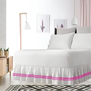 400TC Sateen Solid Cotton Triple Embroidered Gathered Bed Skirt