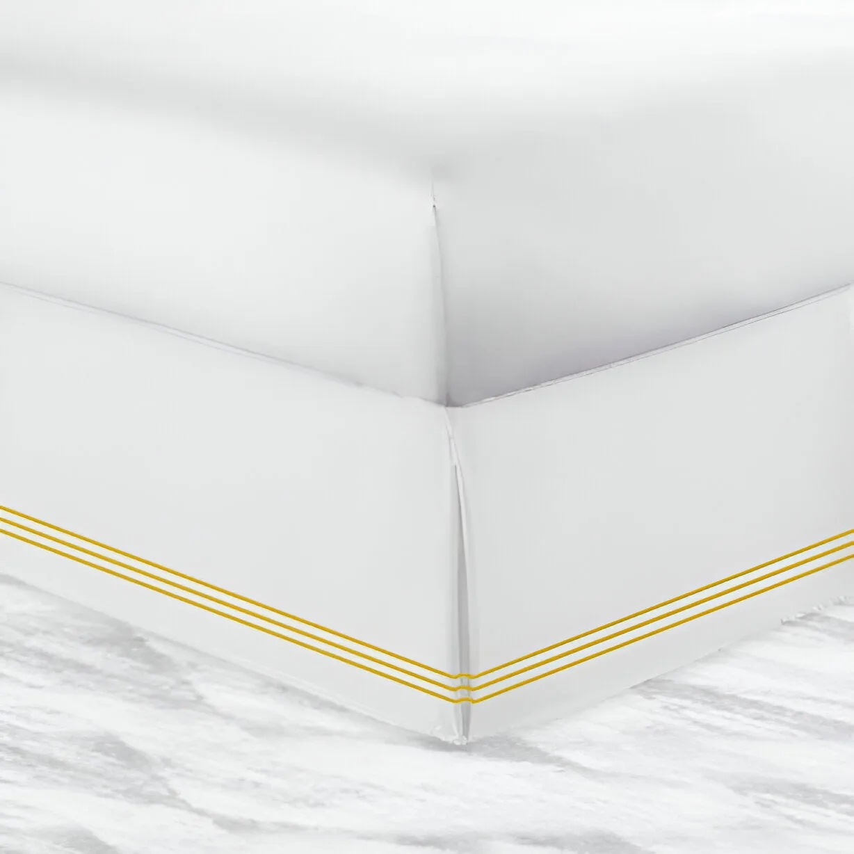 400TC Sateen Solid Cotton Triple Embroidered Tailored Bed Skirt