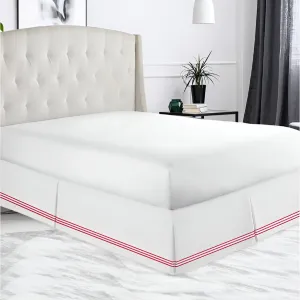 400TC Sateen Solid Cotton Triple Embroidered Tailored Bed Skirt