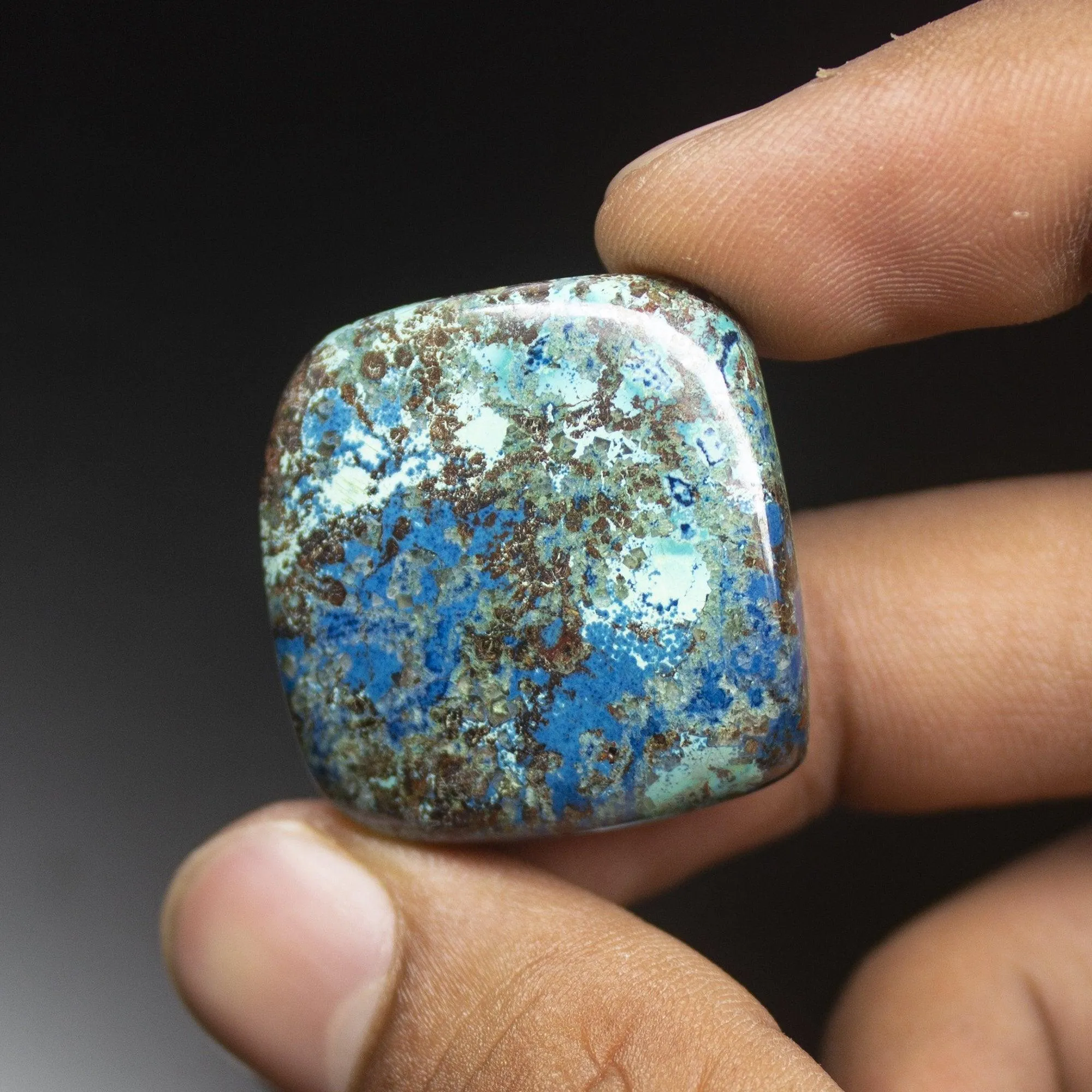 66 carats, 29x28mm, Natural Azurite Smooth Polished Square Cabochon Loose Gemstone