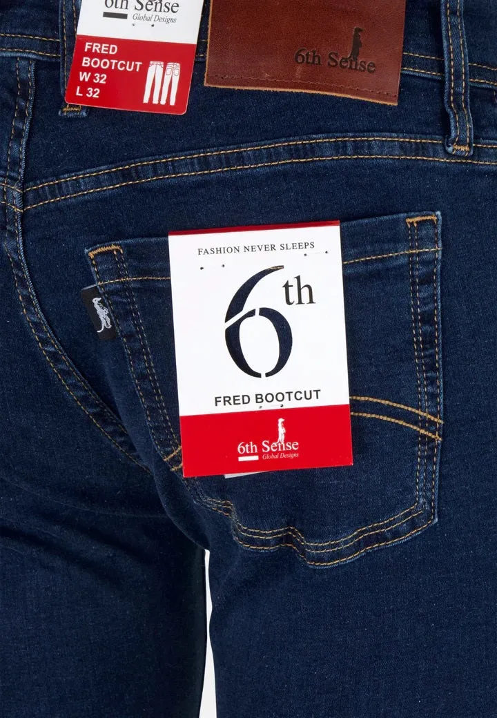 6th Sense Fred Boot Cut Stretch Jeans - Night Time Blue