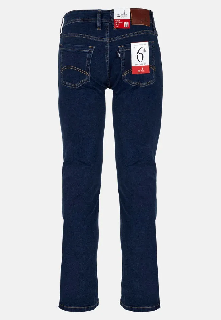 6th Sense Fred Boot Cut Stretch Jeans - Night Time Blue