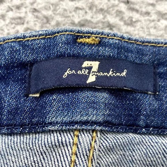 7 For All Mankind Women Jeans 27‎ Two-Tone Stripe Tapered 70's Crop Preppy Retro