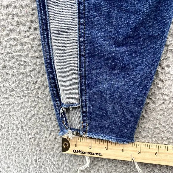 7 For All Mankind Women Jeans 27‎ Two-Tone Stripe Tapered 70's Crop Preppy Retro