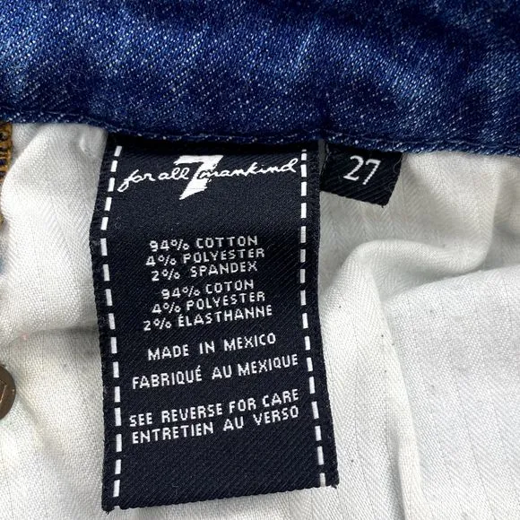 7 For All Mankind Women Jeans 27‎ Two-Tone Stripe Tapered 70's Crop Preppy Retro