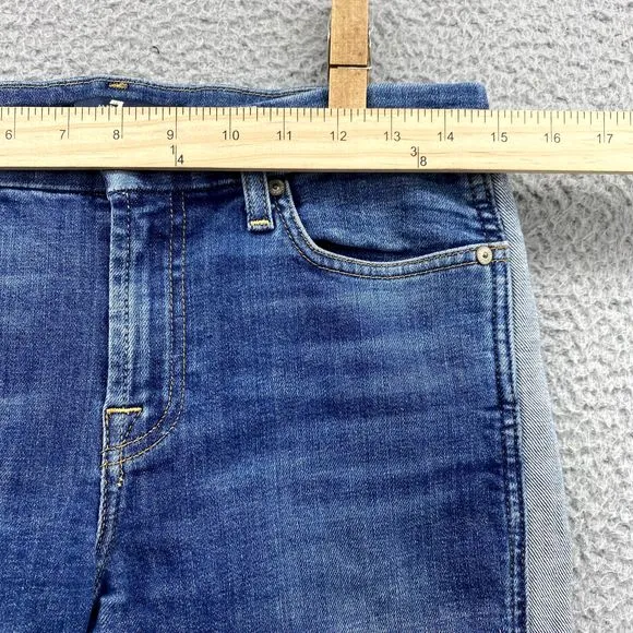 7 For All Mankind Women Jeans 27‎ Two-Tone Stripe Tapered 70's Crop Preppy Retro