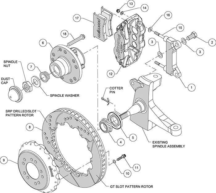 71-72 CHEVY C10 FRONT DISC BRAKE KIT & RIDETECH SPINDLES,13" ROTORS,RED CALIPERS