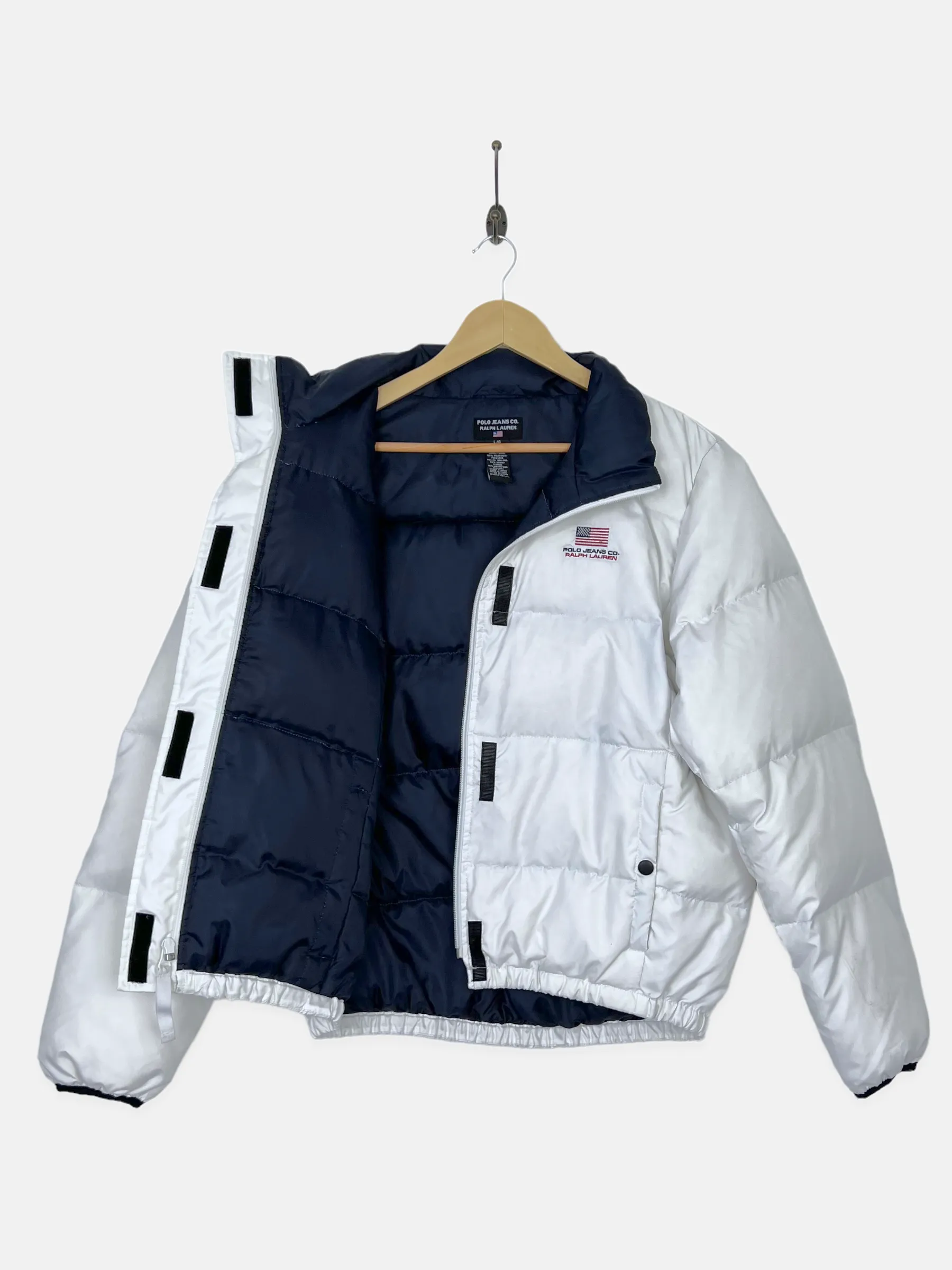 90's Ralph Lauren Polo Jeans Co. Embroidered Vintage Down Puffer Jacket Size 12
