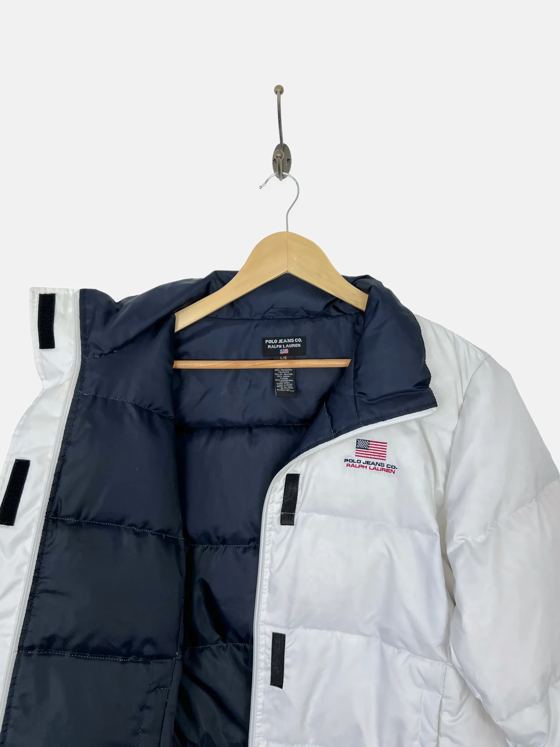 90's Ralph Lauren Polo Jeans Co. Embroidered Vintage Down Puffer Jacket Size 12