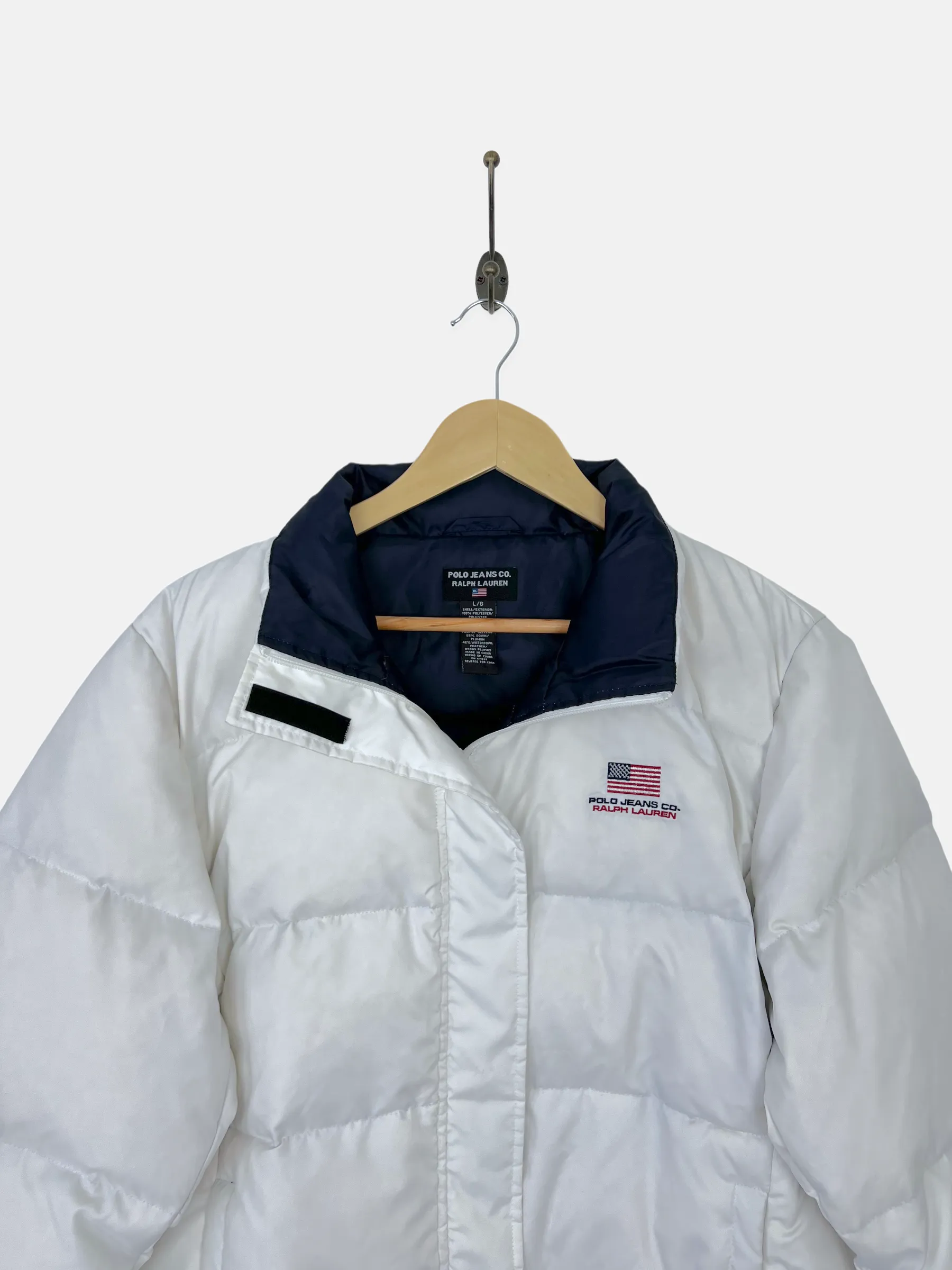 90's Ralph Lauren Polo Jeans Co. Embroidered Vintage Down Puffer Jacket Size 12