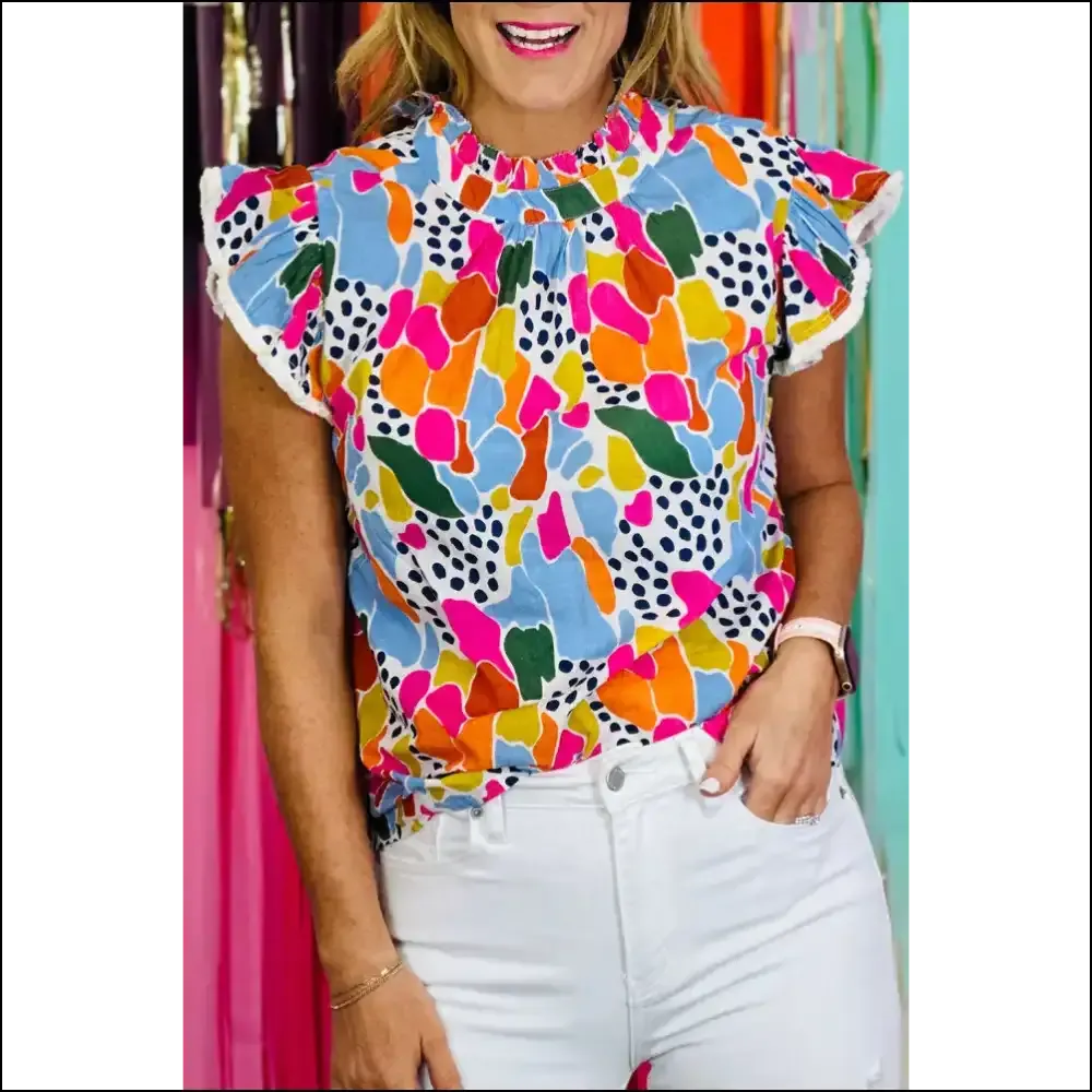 Abstract Print High Neck Flutter Sleeves: Prepare for Stares, ! Needful Things. 😉