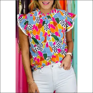Abstract Print High Neck Flutter Sleeves: Prepare for Stares, ! Needful Things. 😉