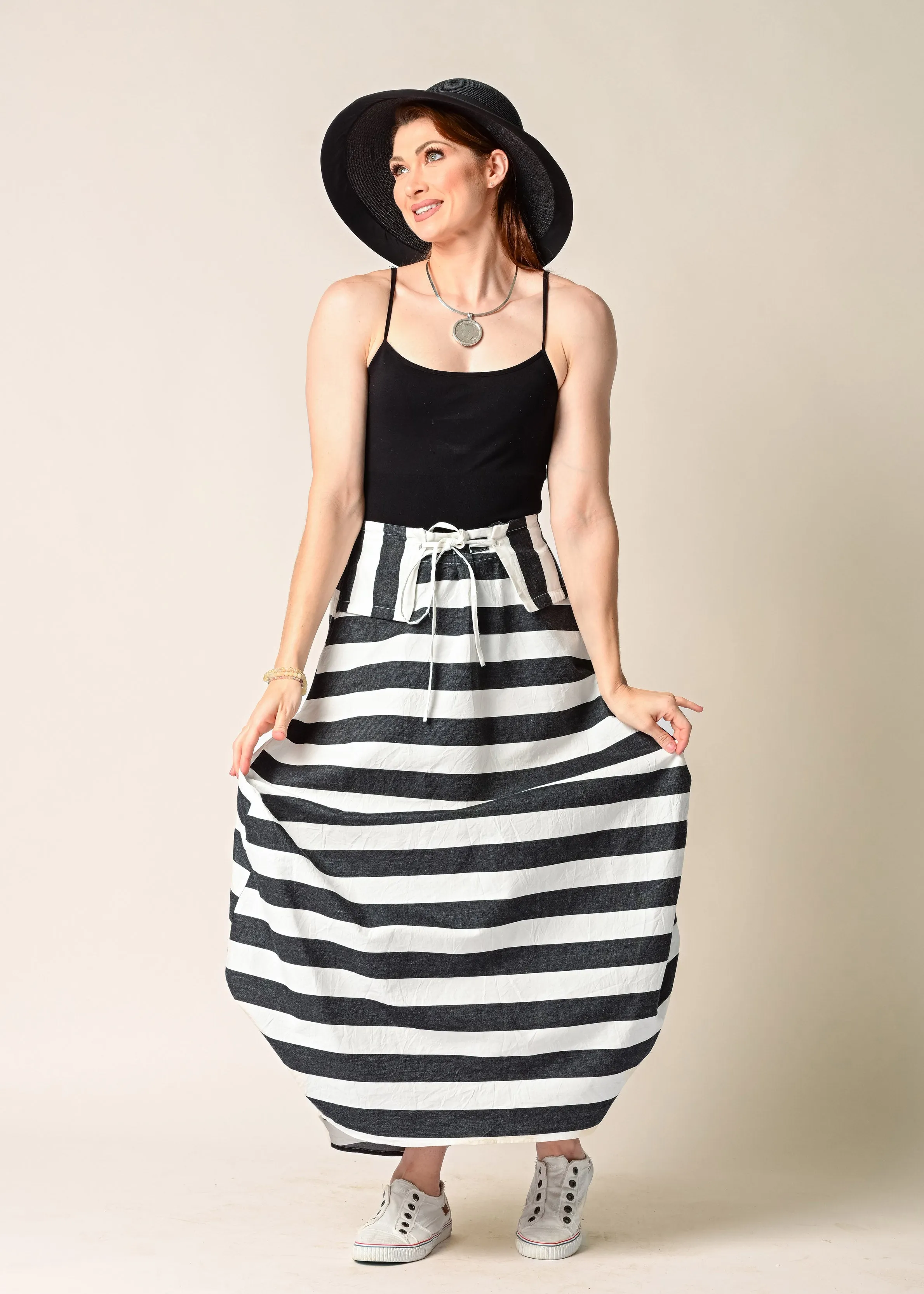 Ada Cotton Skirt in Granite Stripe