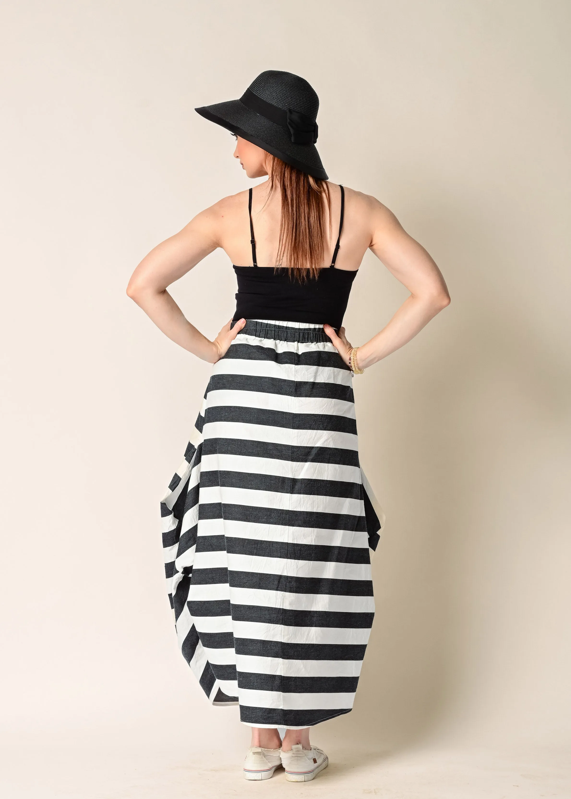 Ada Cotton Skirt in Granite Stripe