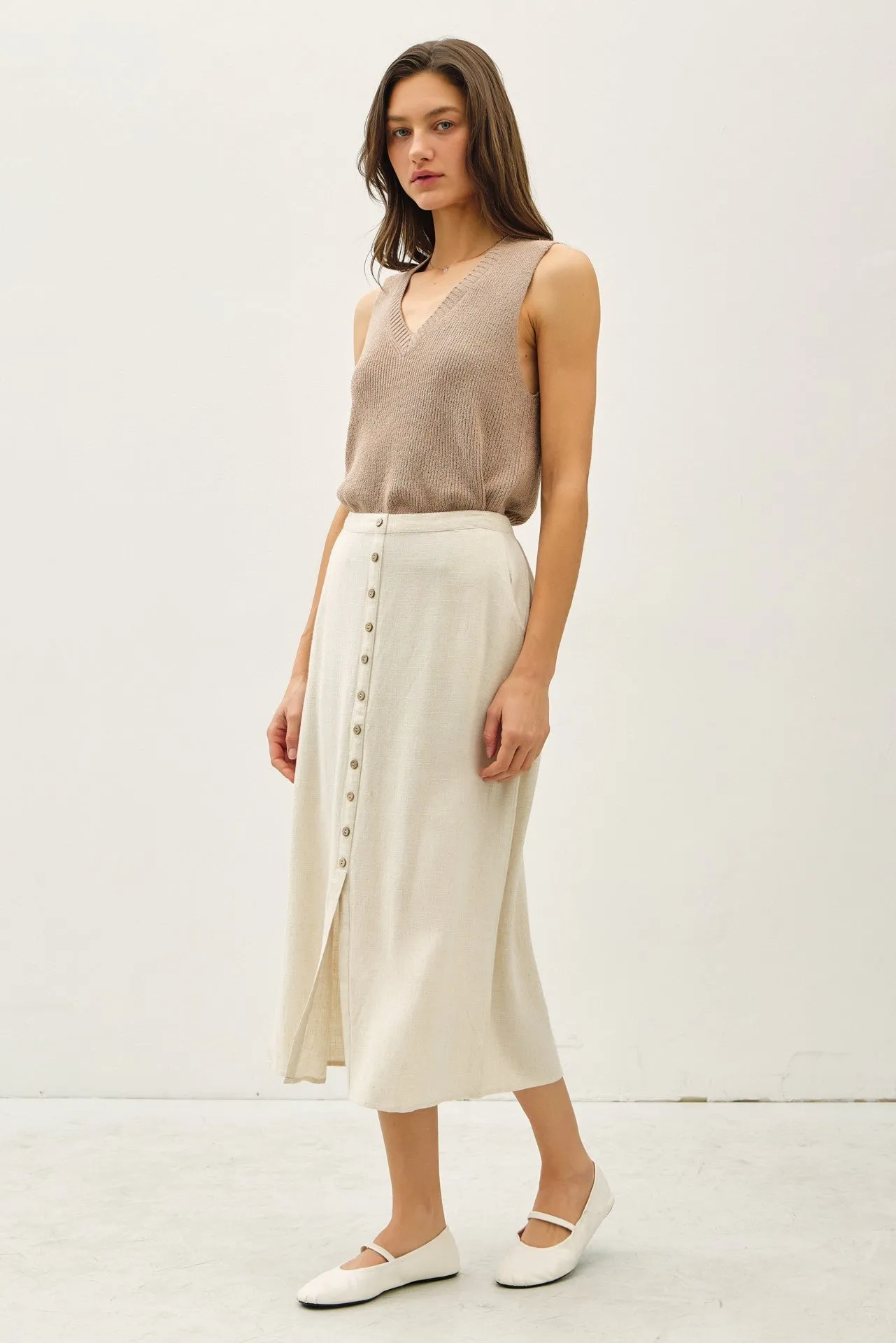 Aegean Linen Midi Skirt