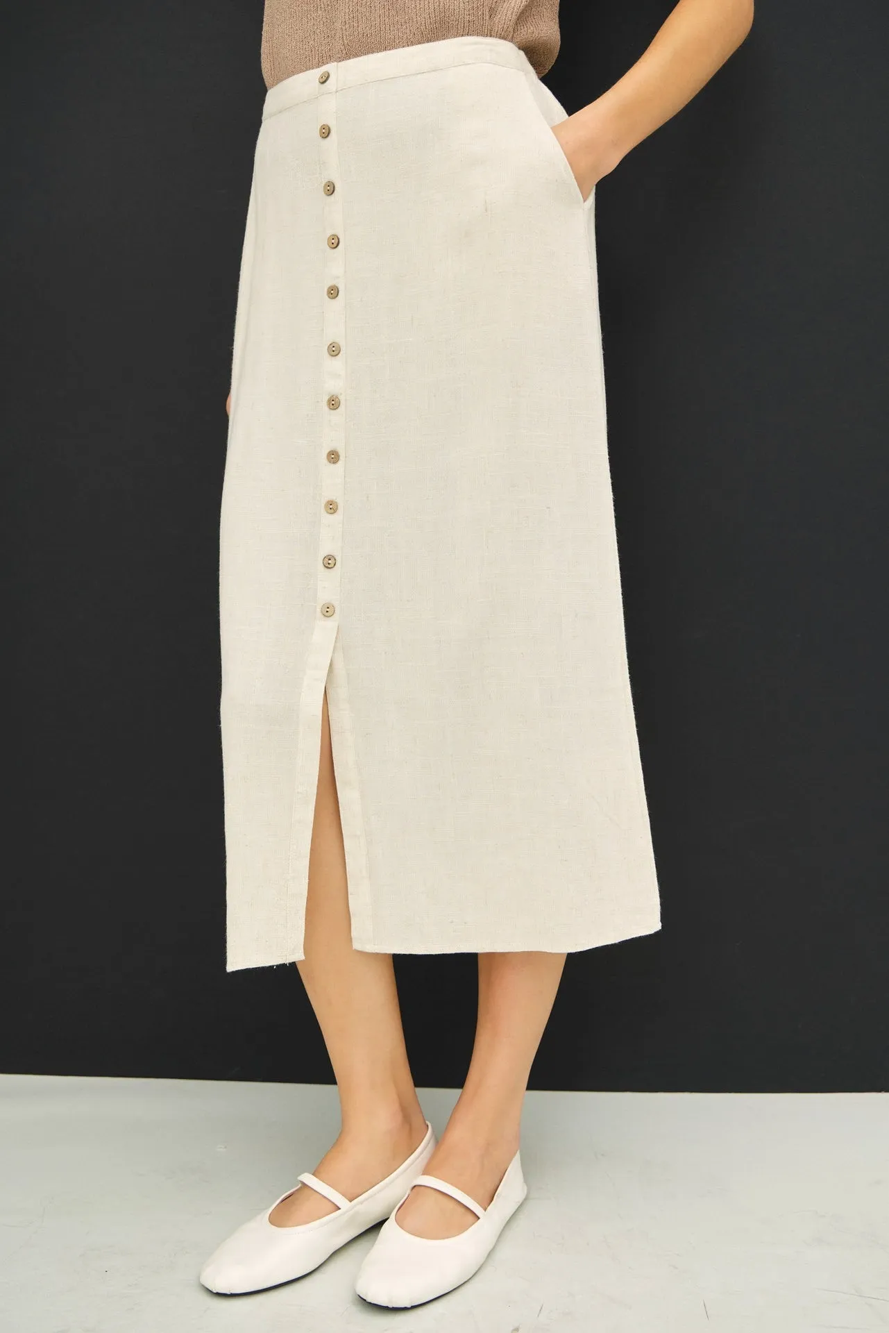 Aegean Linen Midi Skirt