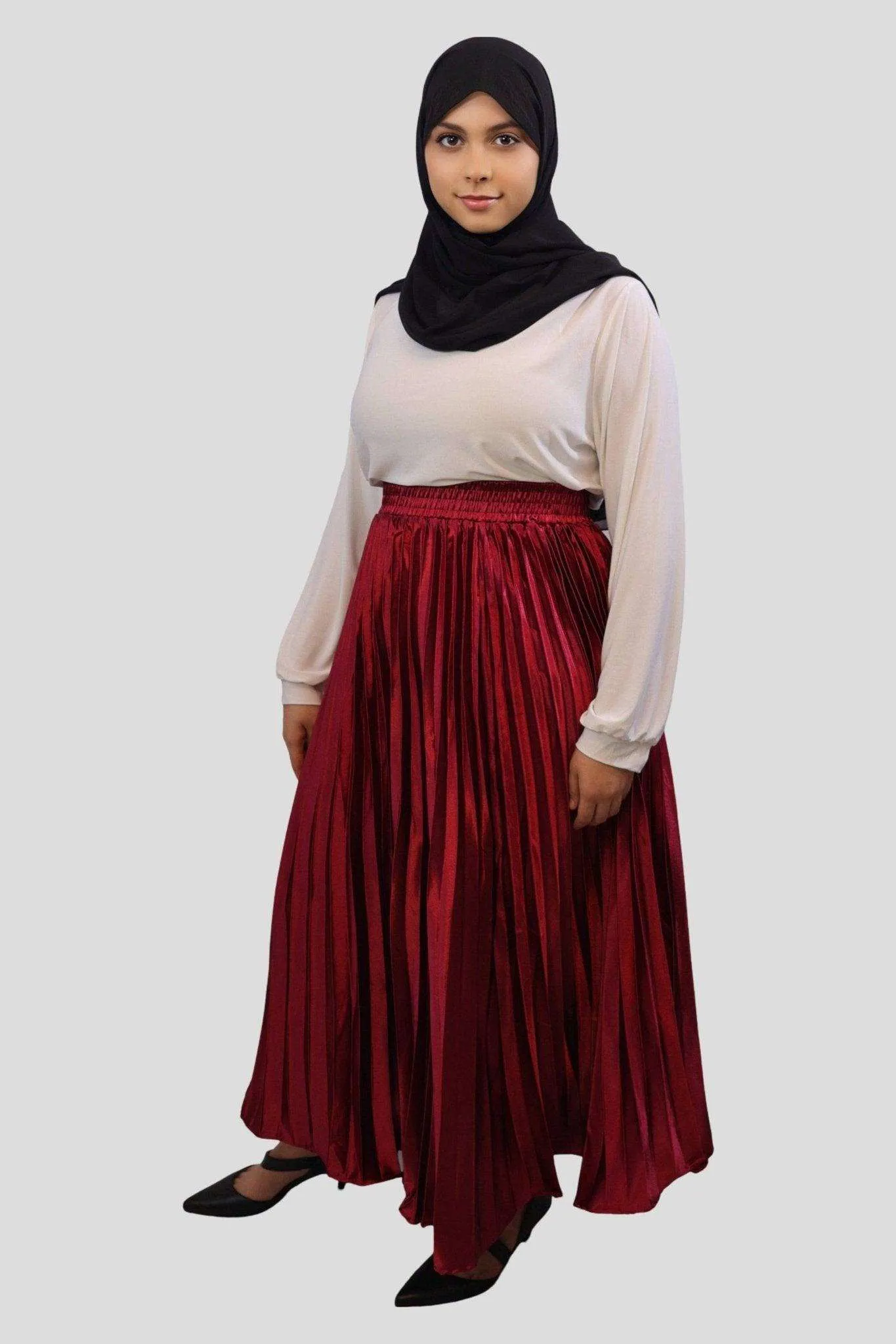 Afifa Pleated Ankle Length Skirt