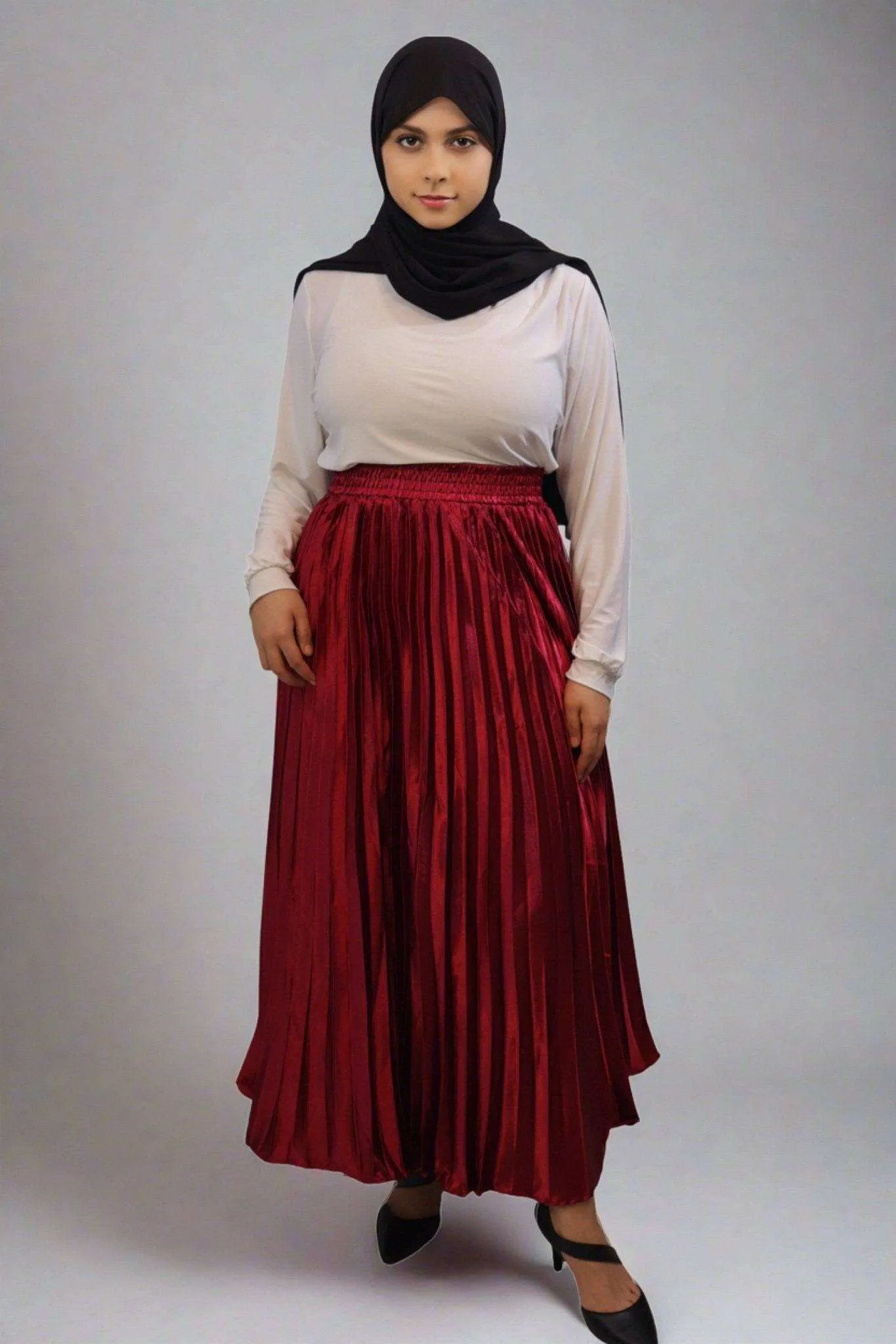 Afifa Pleated Ankle Length Skirt