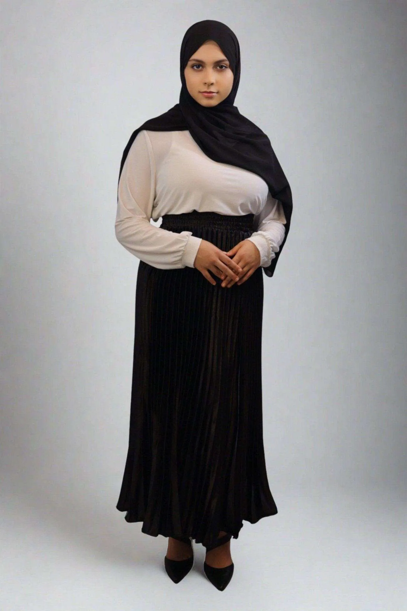 Afifa Pleated Ankle Length Skirt