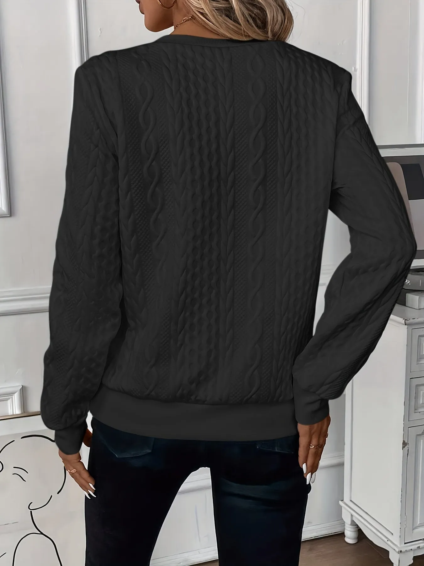 Agata - Cable Sweater with Decorative Zipper