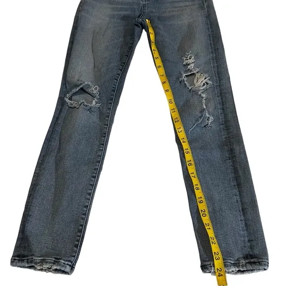 Agolde High Rise Cropped Denim Jeans 26 Destroyed Streetwear Crop