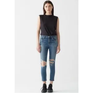 Agolde High Rise Cropped Denim Jeans 26 Destroyed Streetwear Crop