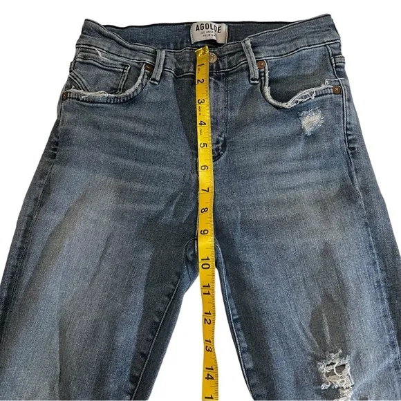 Agolde High Rise Cropped Denim Jeans 26 Destroyed Streetwear Crop