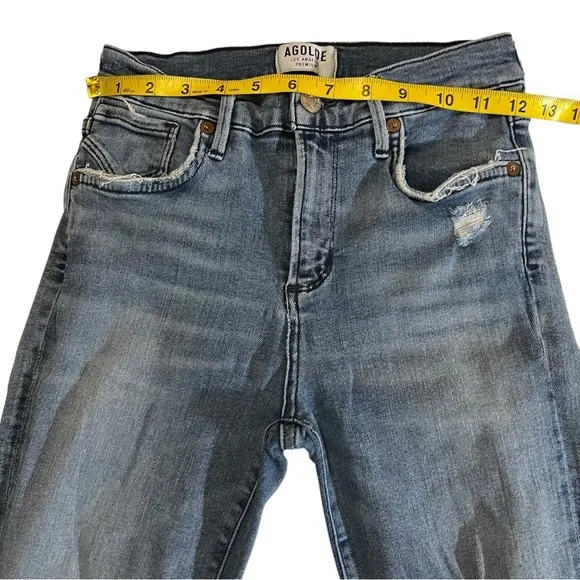 Agolde High Rise Cropped Denim Jeans 26 Destroyed Streetwear Crop
