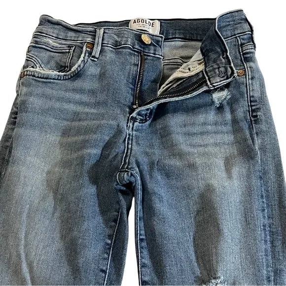 Agolde High Rise Cropped Denim Jeans 26 Destroyed Streetwear Crop