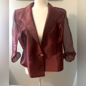 Alex Evenings burgundy taffeta jacket, size SP