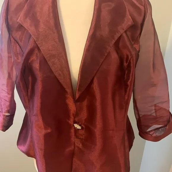 Alex Evenings burgundy taffeta jacket, size SP