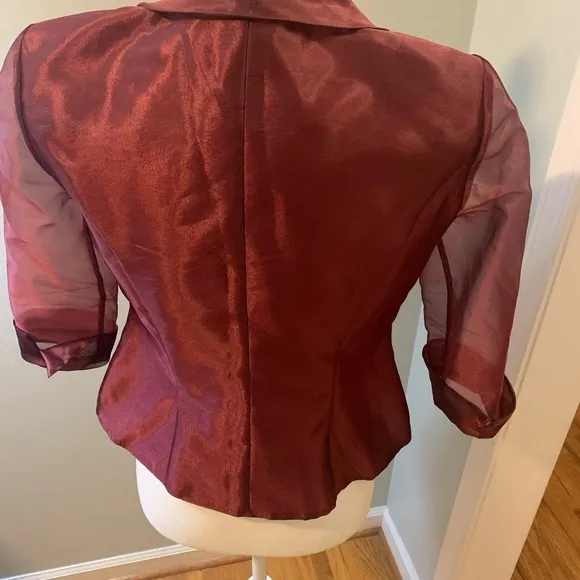 Alex Evenings burgundy taffeta jacket, size SP
