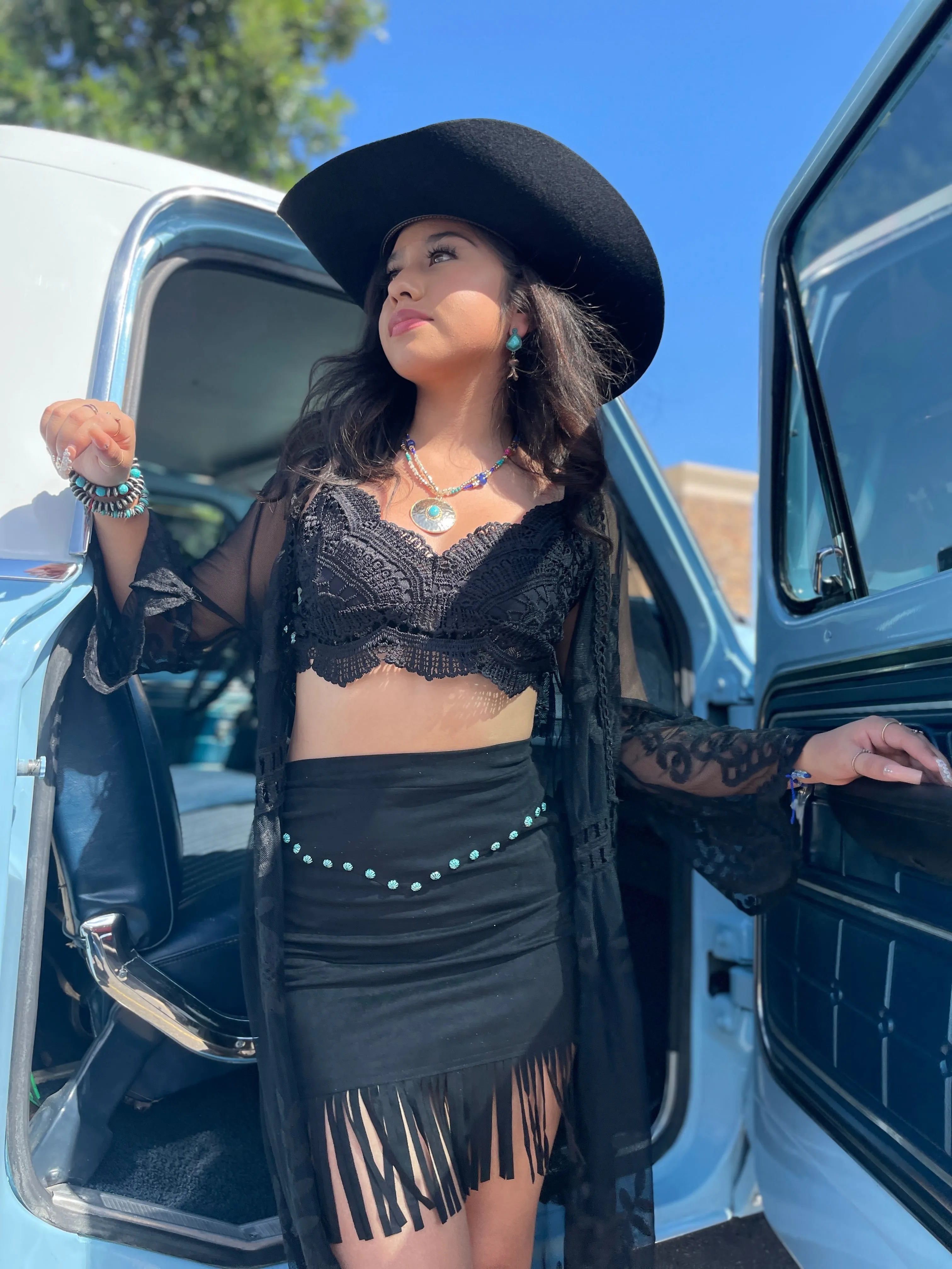 Alexa Black Western Skirt