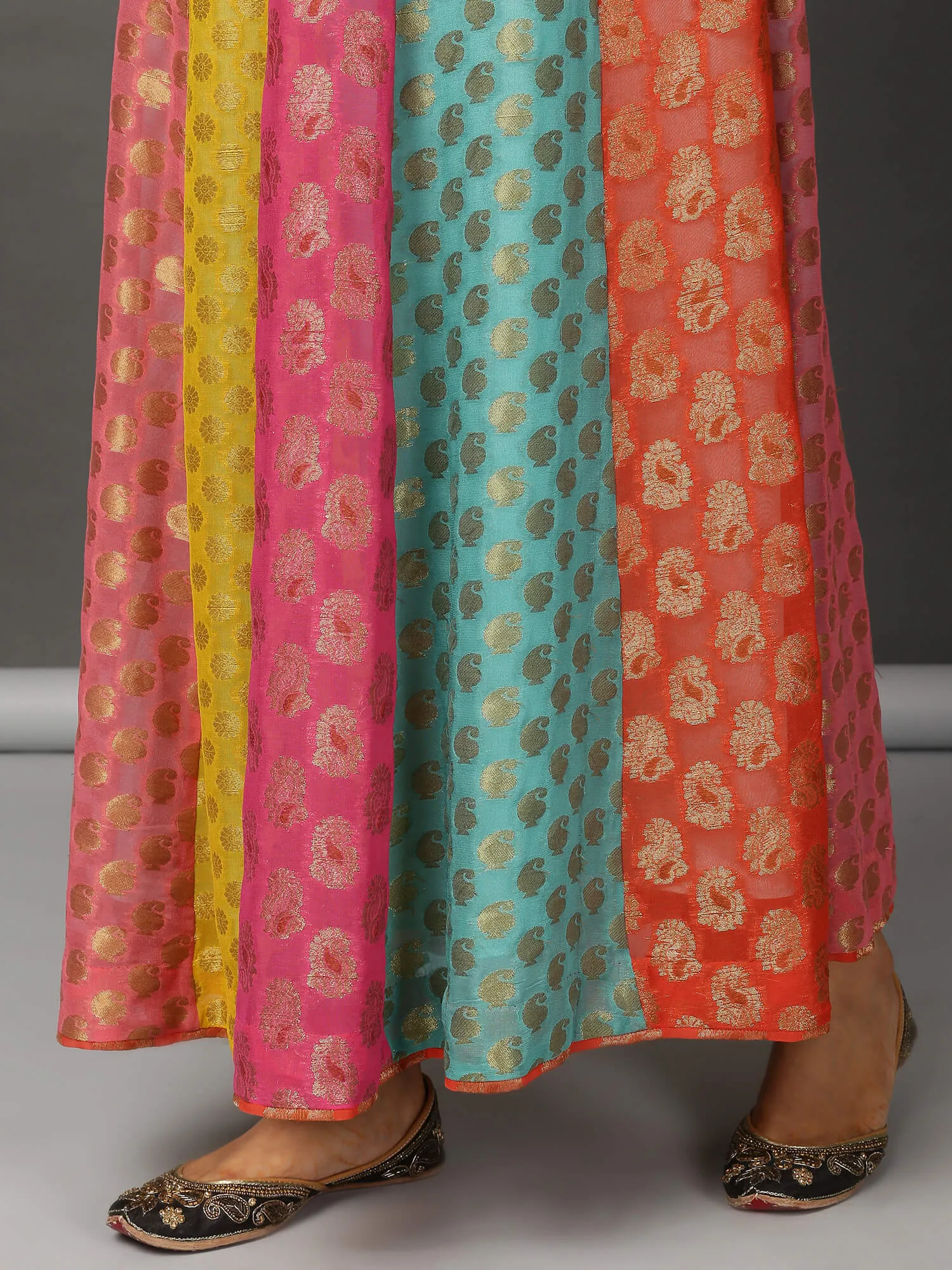 All Pinks Jacquard Panelled Skirt