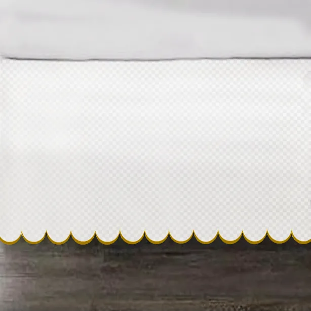 Allena 400TC Sateen Microcheck Cotton Scallop Embroidery Tailored Bed Skirt
