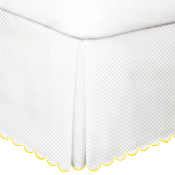 Allena 400TC Sateen Microcheck Cotton Scallop Embroidery Tailored Bed Skirt