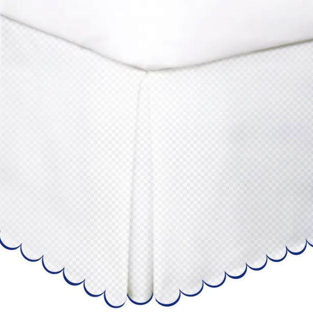 Allena 400TC Sateen Microcheck Cotton Scallop Embroidery Tailored Bed Skirt