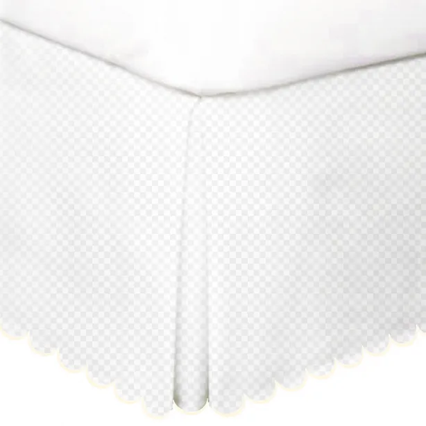 Allena 400TC Sateen Microcheck Cotton Scallop Embroidery Tailored Bed Skirt