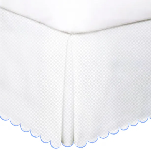 Allena 400TC Sateen Microcheck Cotton Scallop Embroidery Tailored Bed Skirt
