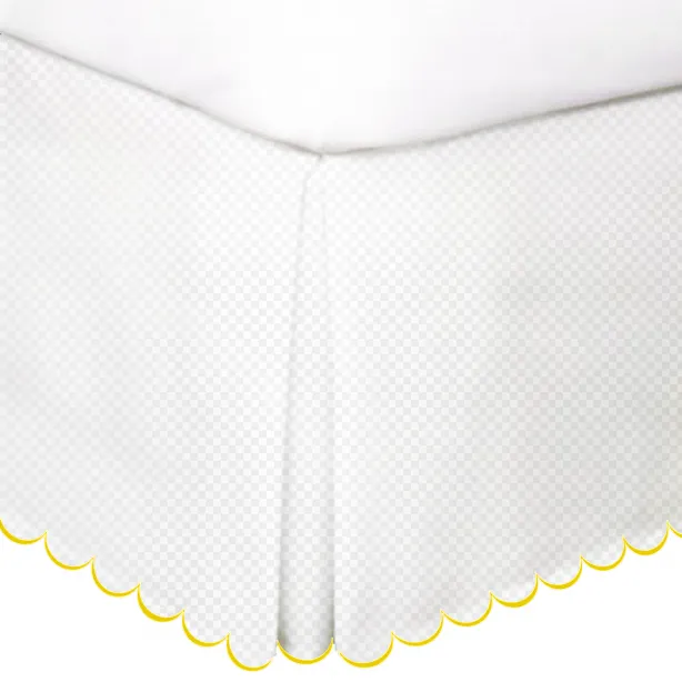 Allena 400TC Sateen Microcheck Cotton Scallop Embroidery Tailored Bed Skirt