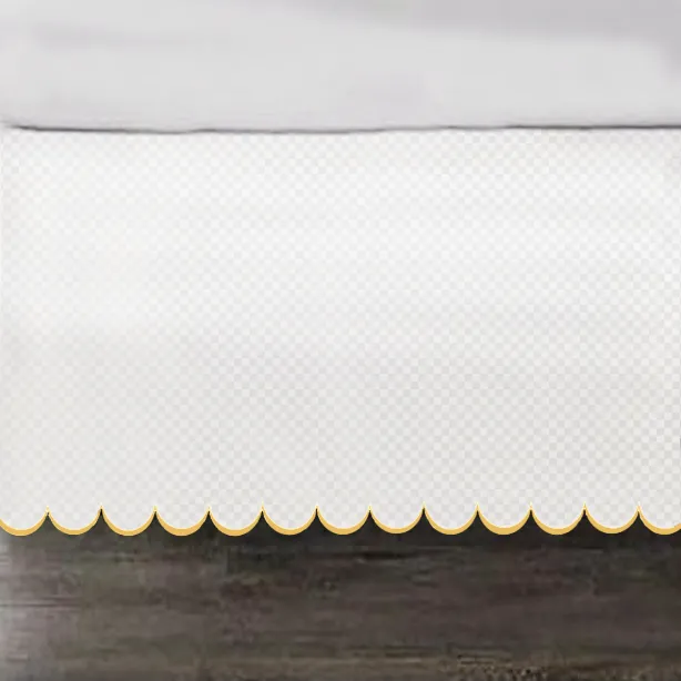 Allena 400TC Sateen Microcheck Cotton Scallop Embroidery Tailored Bed Skirt