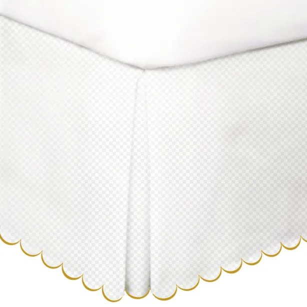 Allena 400TC Sateen Microcheck Cotton Scallop Embroidery Tailored Bed Skirt